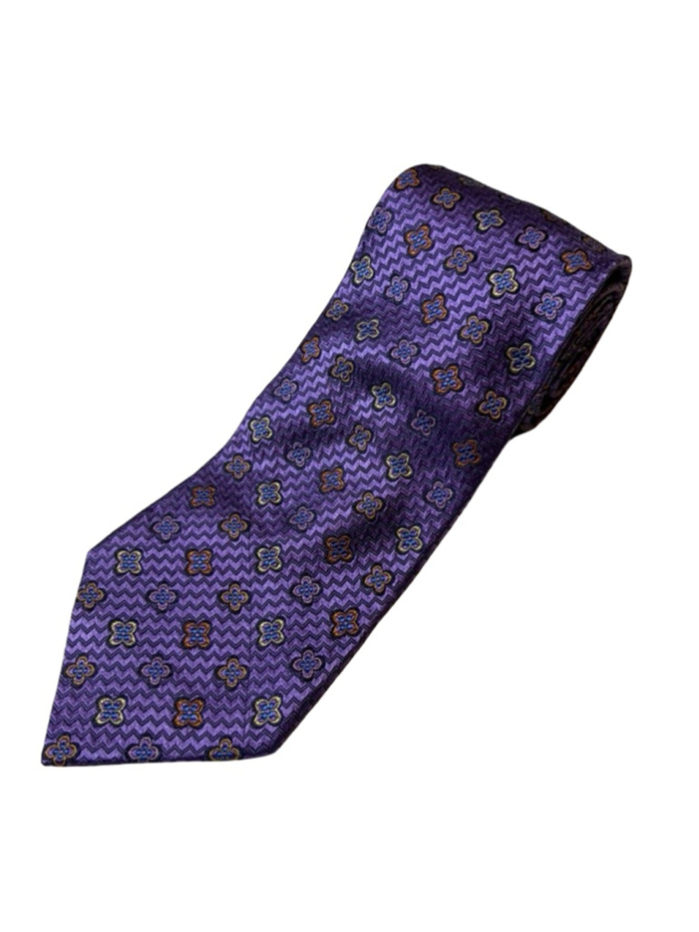 Jos A Bank Signature Collection Purple Floral Silk Tie Made Italy